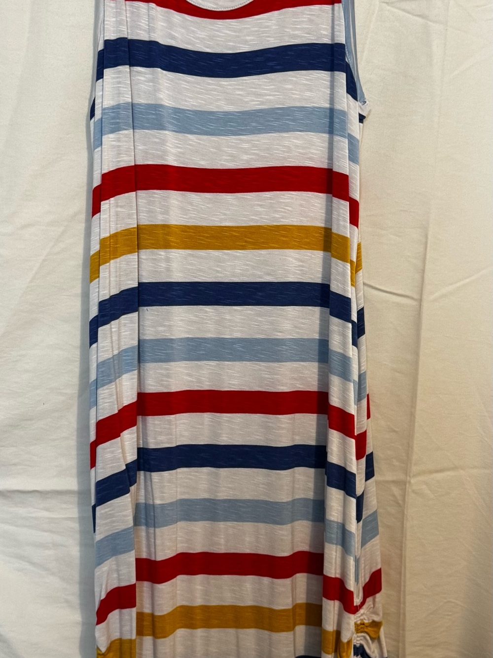 Lane Bryant White Sleeveless Maxi Dress with Red, Navy & Mustard Stripes